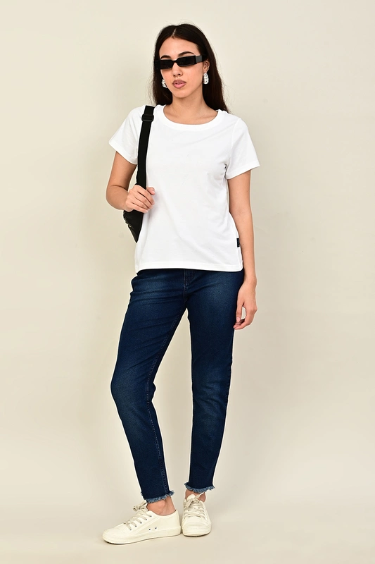 Women's Slim Fit Denim with Raw Edge Hem