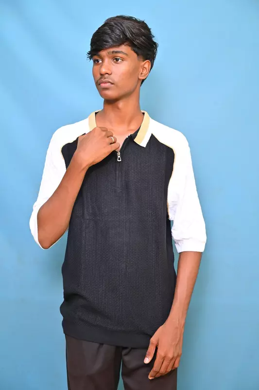 FULL SLEEVE TSHIRT BLACK WITH WHITE