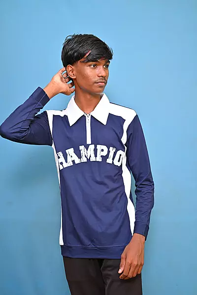 FULL SLEEVE TSHIRT BLUE WITH WHITE