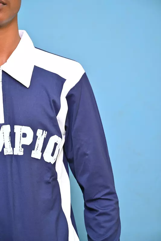 FULL SLEEVE TSHIRT BLUE WITH WHITE