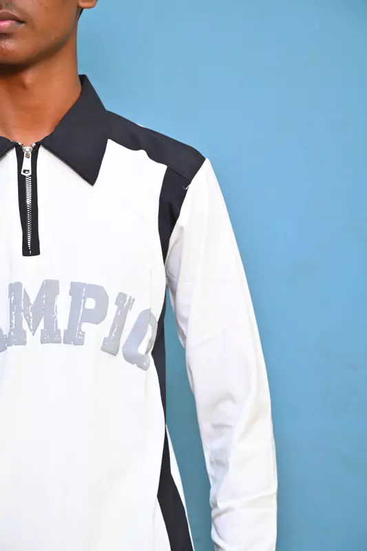 FULL SLEEVE TSHIRT WHITE WITH BLACK