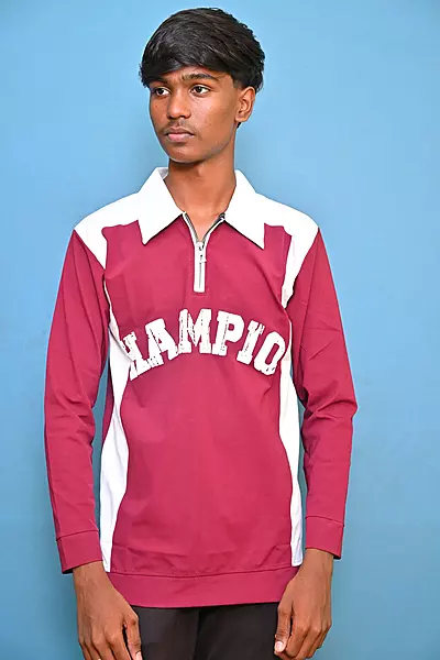 FULL SLEEVE TSHIRT RED WITH WHITE