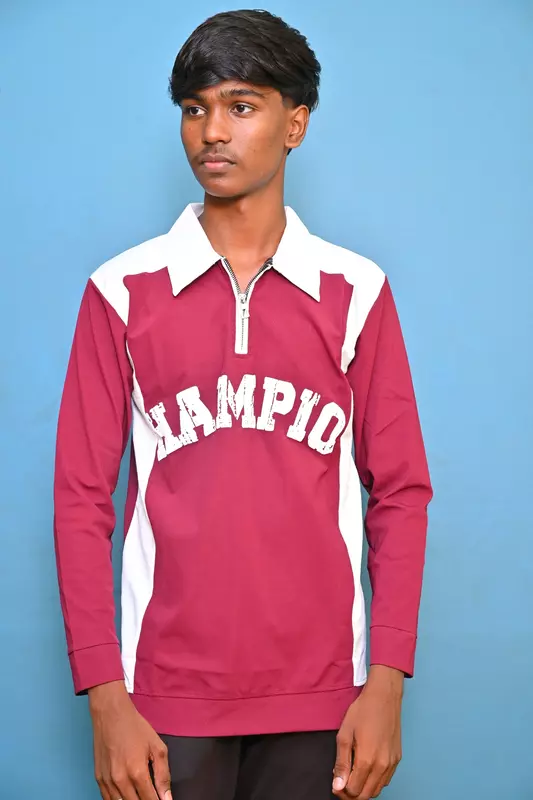 FULL SLEEVE TSHIRT RED WITH WHITE