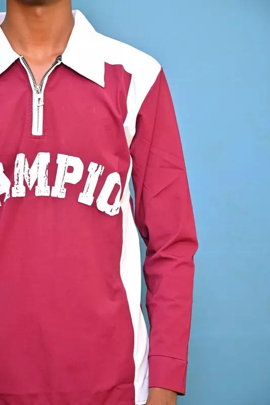 FULL SLEEVE TSHIRT RED WITH WHITE