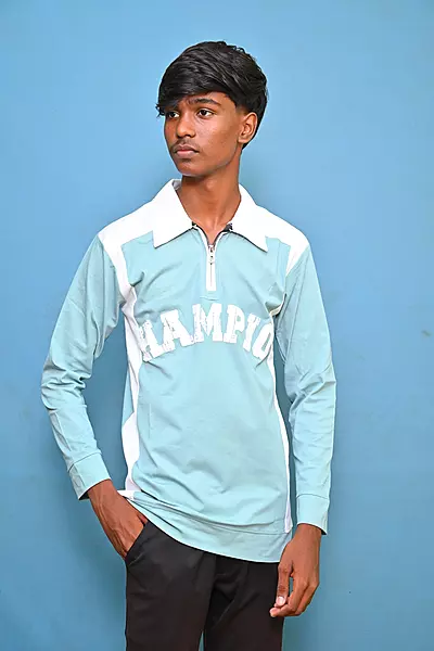 FULL SLEEVE TSHIRT SKYBLUE WITH WHITE