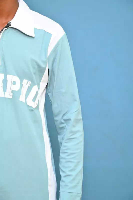 FULL SLEEVE TSHIRT SKYBLUE WITH WHITE