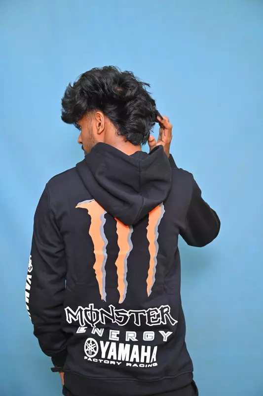 PREMIUM COTTON HOODIE PRINTED BLACK