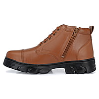 VPSC Pure Leather Ankle Police Boot with Zip Boots For Men (Model- Hi-Tech-Brown)