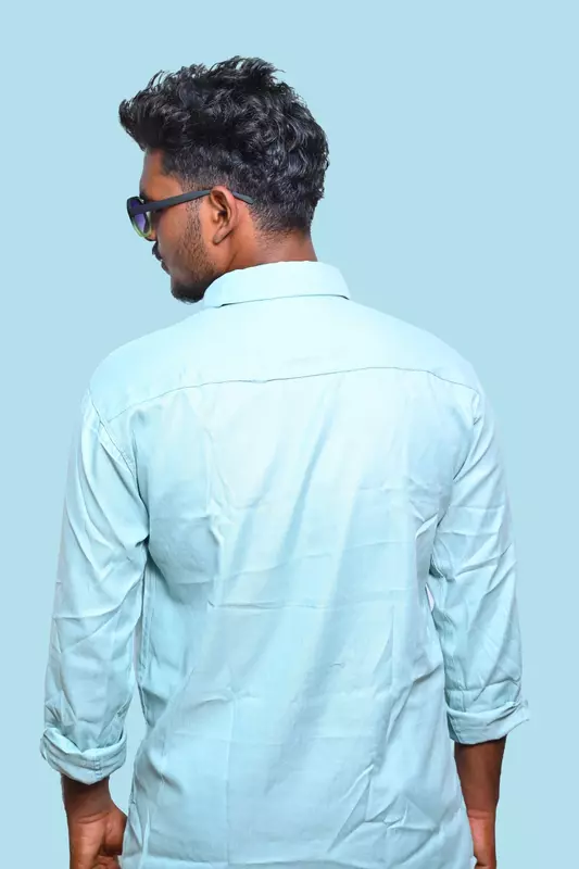 PLAIN SHIRT BLUISH GREEN