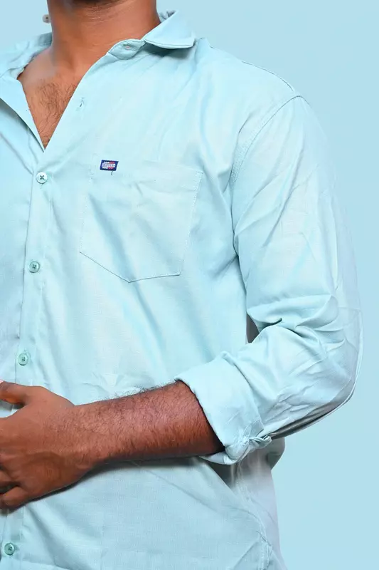 PLAIN SHIRT BLUISH GREEN
