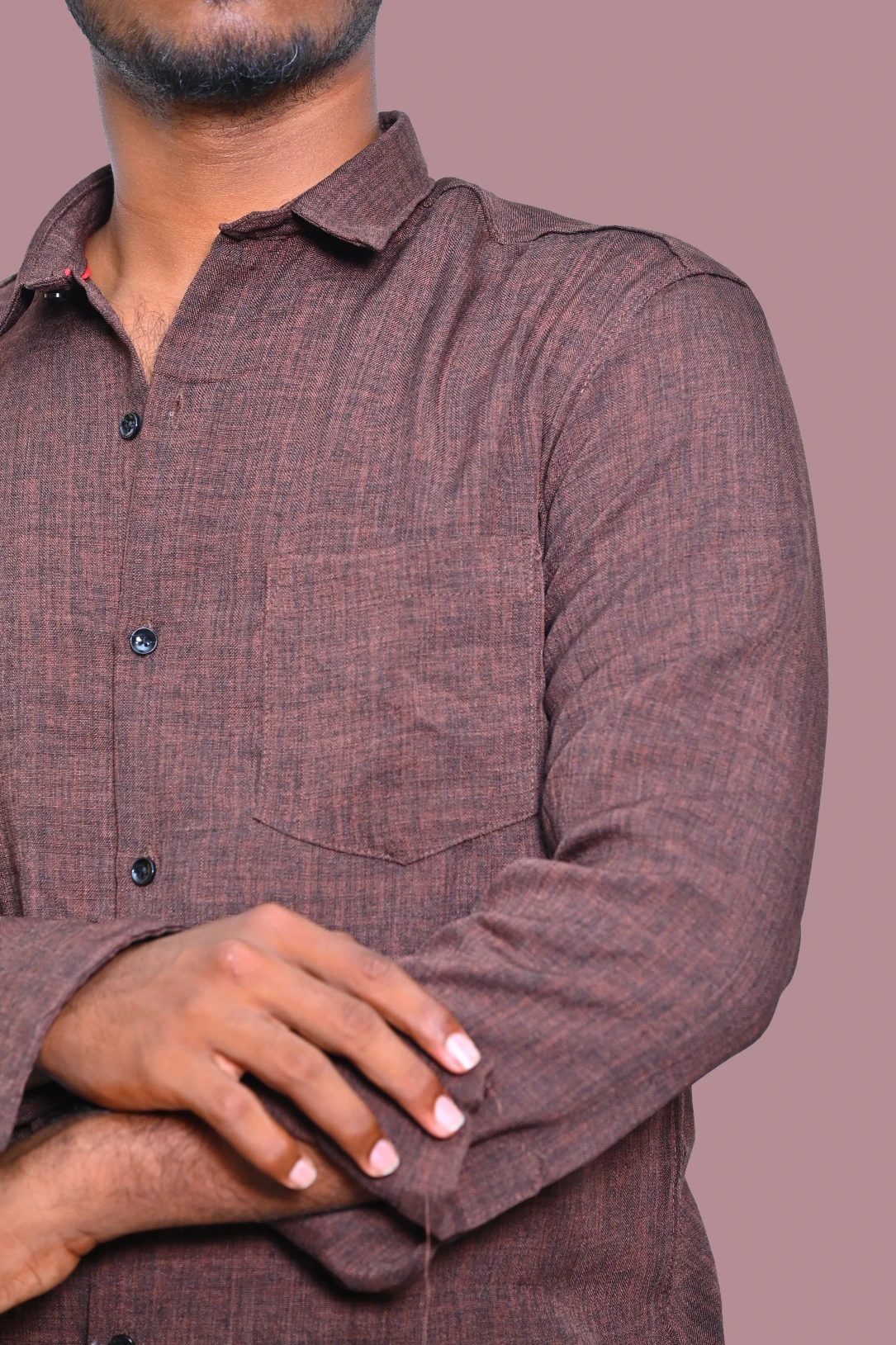 PLAIN SHIRT COFFEE BROWN