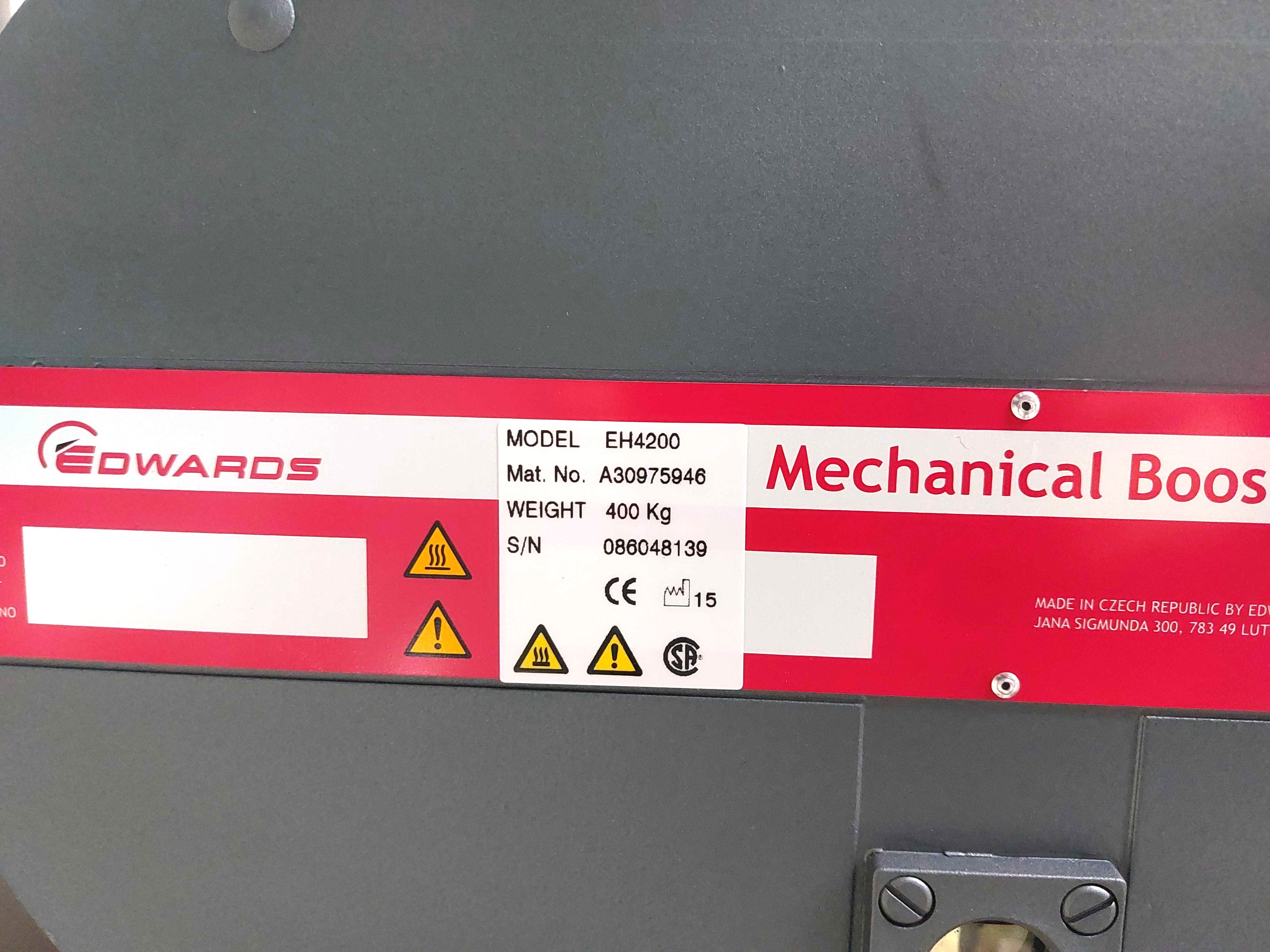 EDWARDS NRB484000, GV600/EH4200, DRYSTAR vacuum pumping system, SN:086055913