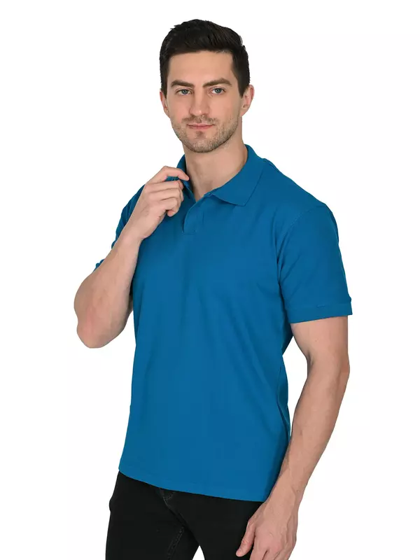 Cotton Polo T-shirt Azure Teal