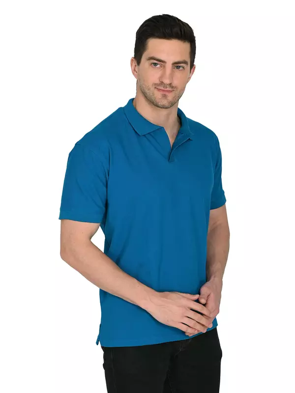 Cotton Polo T-shirt Azure Teal