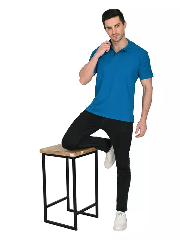 Cotton Polo T-shirt Azure Teal