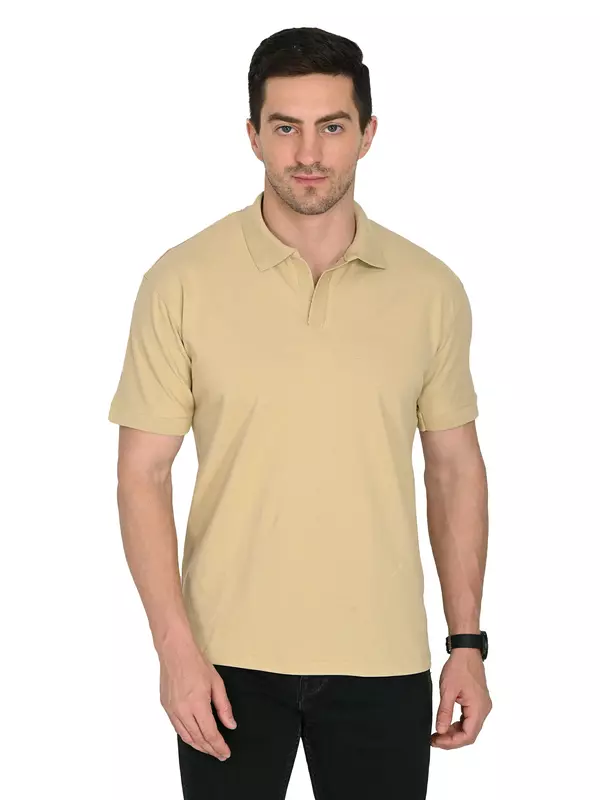 Cotton Polo T-shirt Beige