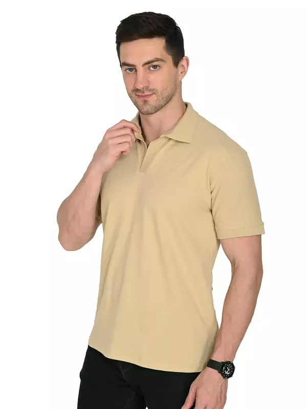 Cotton Polo T-shirt Beige