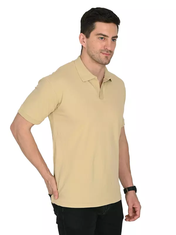 Cotton Polo T-shirt Beige