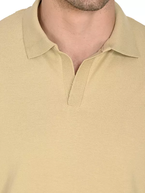 Cotton Polo T-shirt Beige