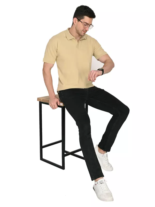 Cotton Polo T-shirt Beige