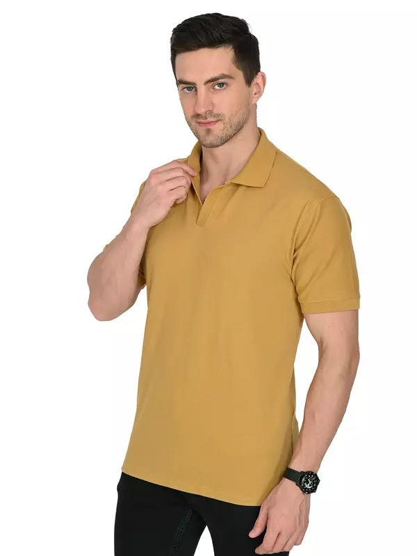 Cotton Polo T-shirt Mustard Yellow