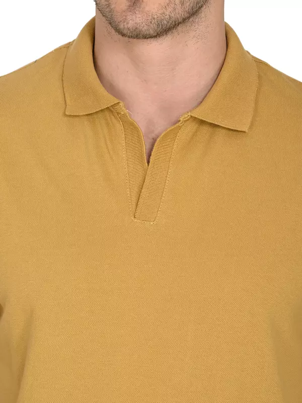 Cotton Polo T-shirt Mustard Yellow