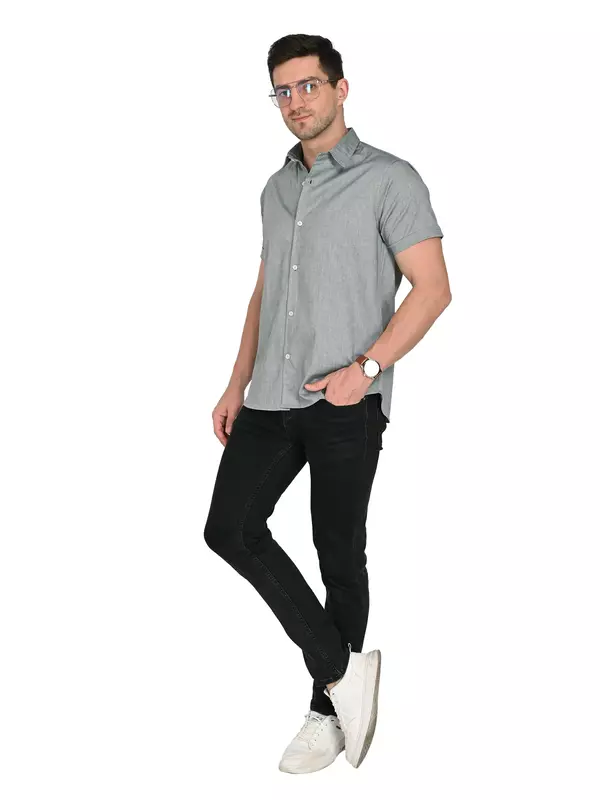 Cotton Linen Shirt Charcoal Gray