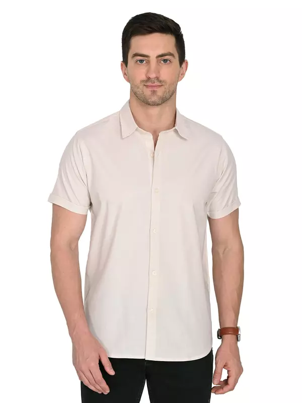 Cotton Linen Shirt Floral White