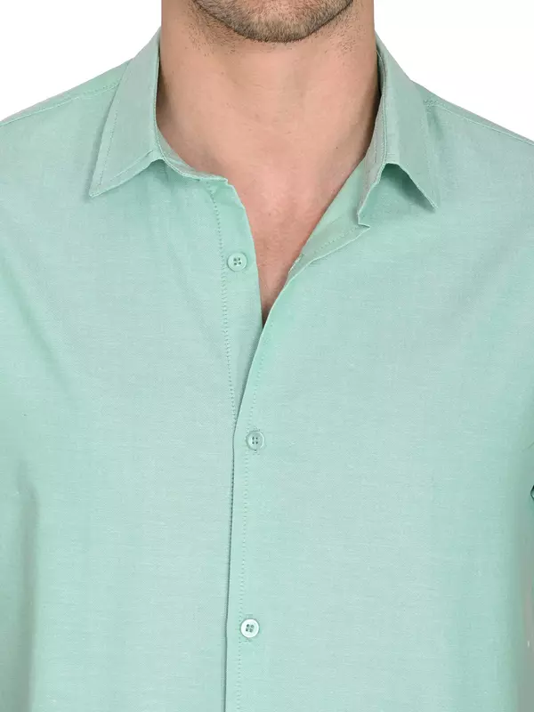 Cotton Linen Shirt Parrot Green