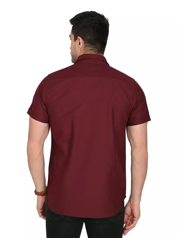 Cotton Linen Shirt Maroon