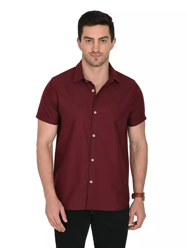 Cotton Linen Shirt Maroon