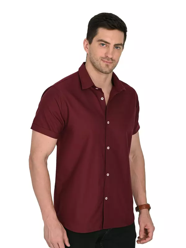 Cotton Linen Shirt Maroon