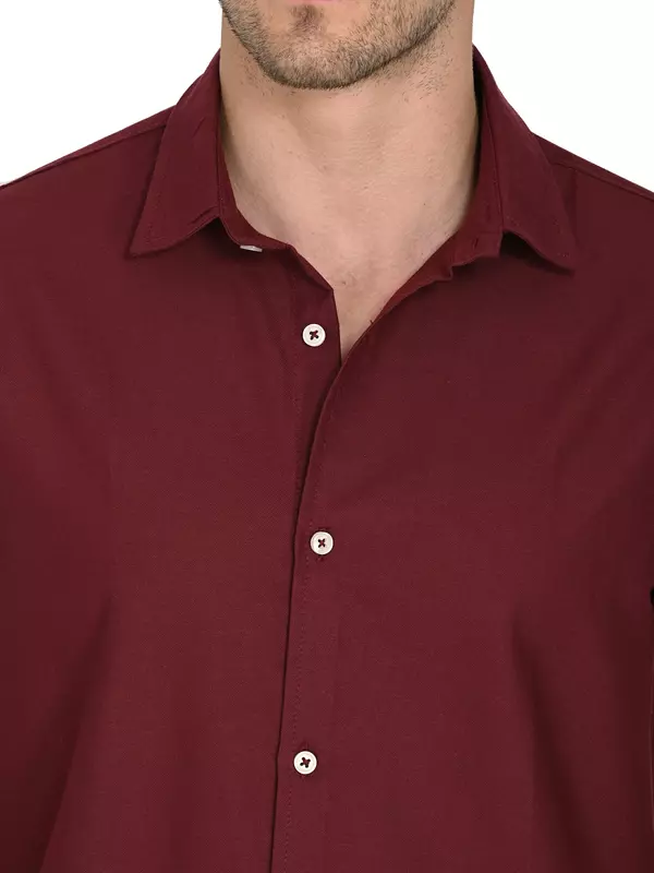 Cotton Linen Shirt Maroon