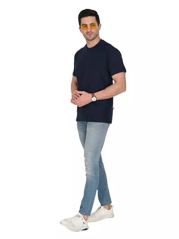 Cotton Jersey Teal Navy Blue