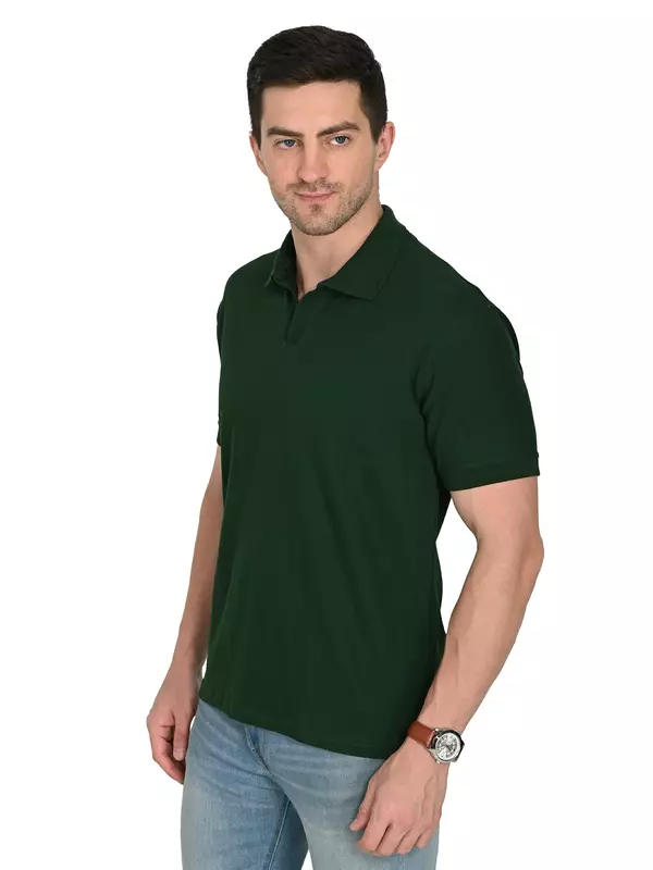 Cotton Polo T-shirt Bottle Green