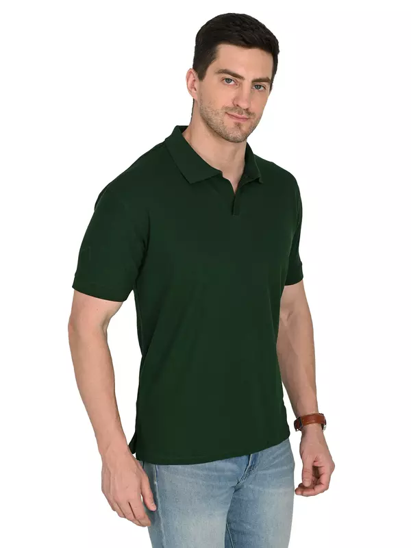Cotton Polo T-shirt Bottle Green