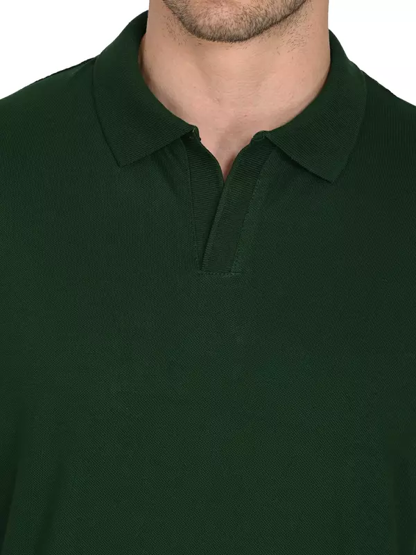 Cotton Polo T-shirt Bottle Green