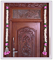White Marigold with Pink Lotus Garland White Marigold with Pink Lotus Garland