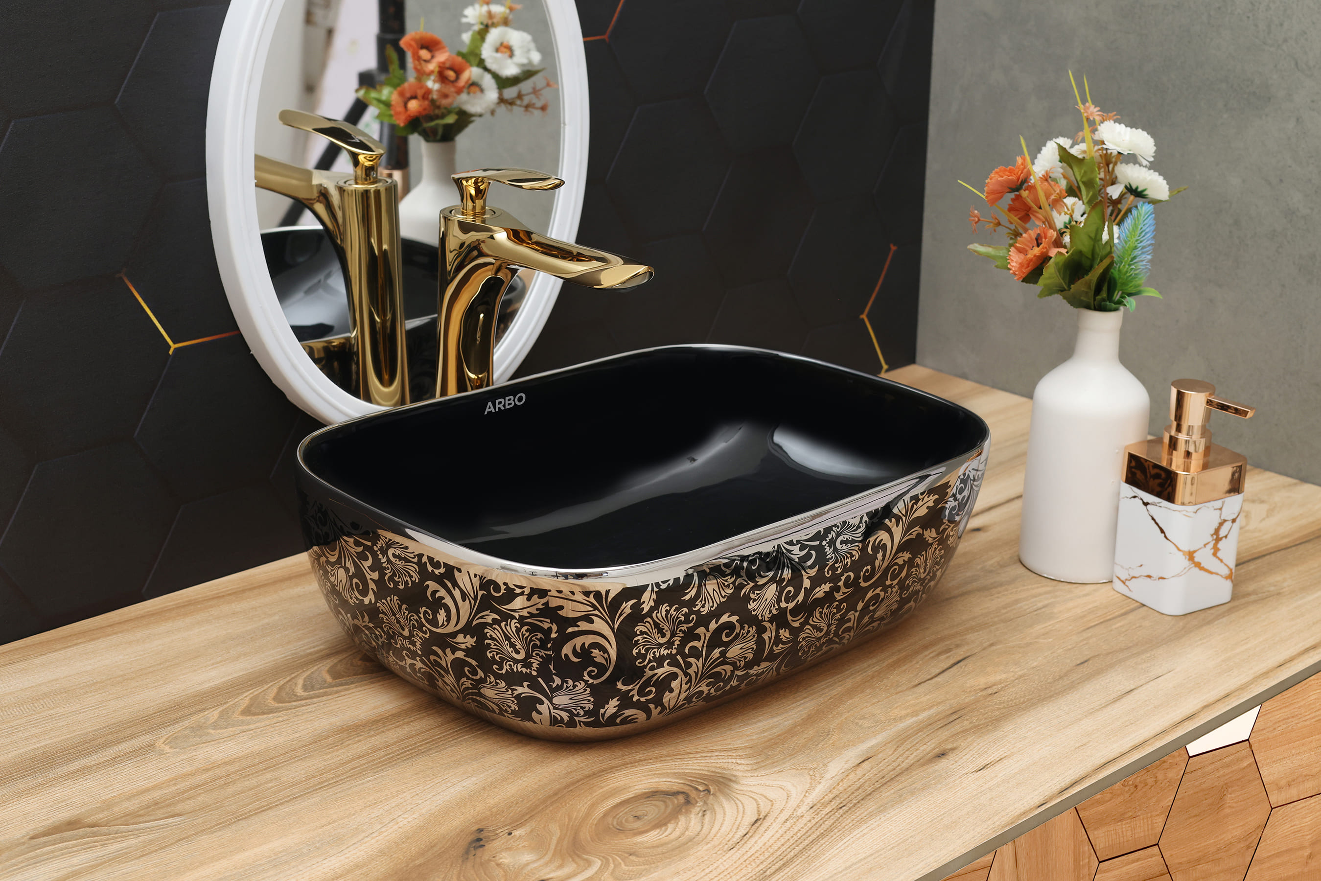 18" x 13" x 5" Inch Designer Table Top Basin