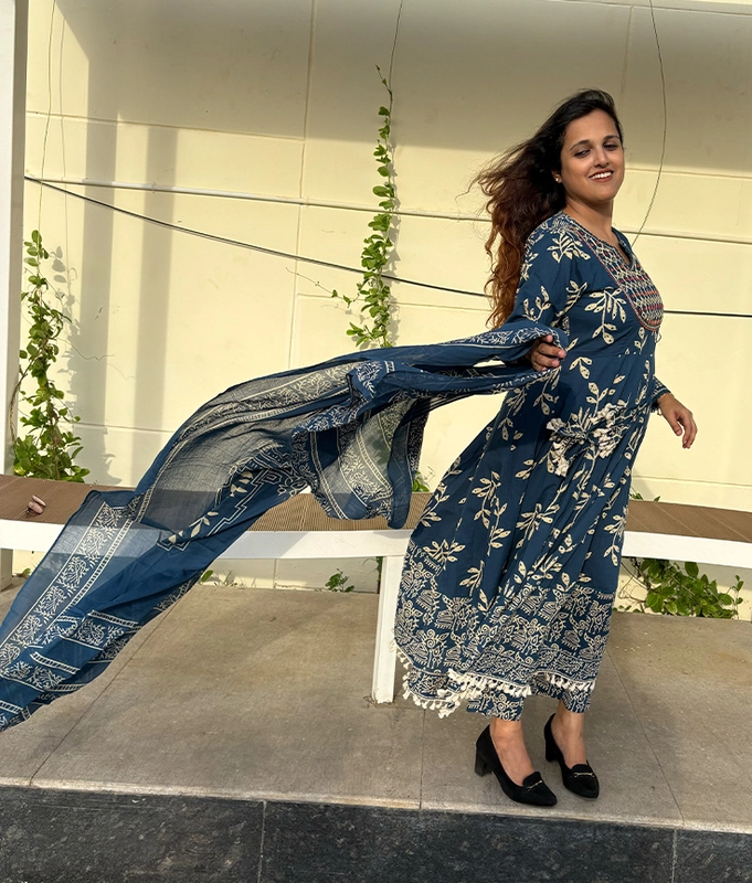 Indigo Cotton Suit Set