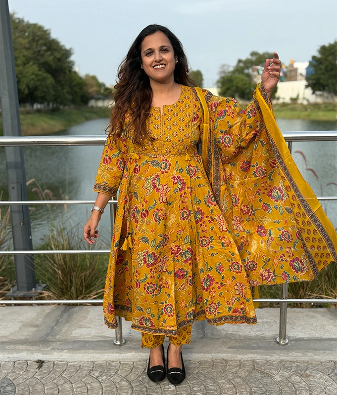 Mustard  Anarkali Suit Set
