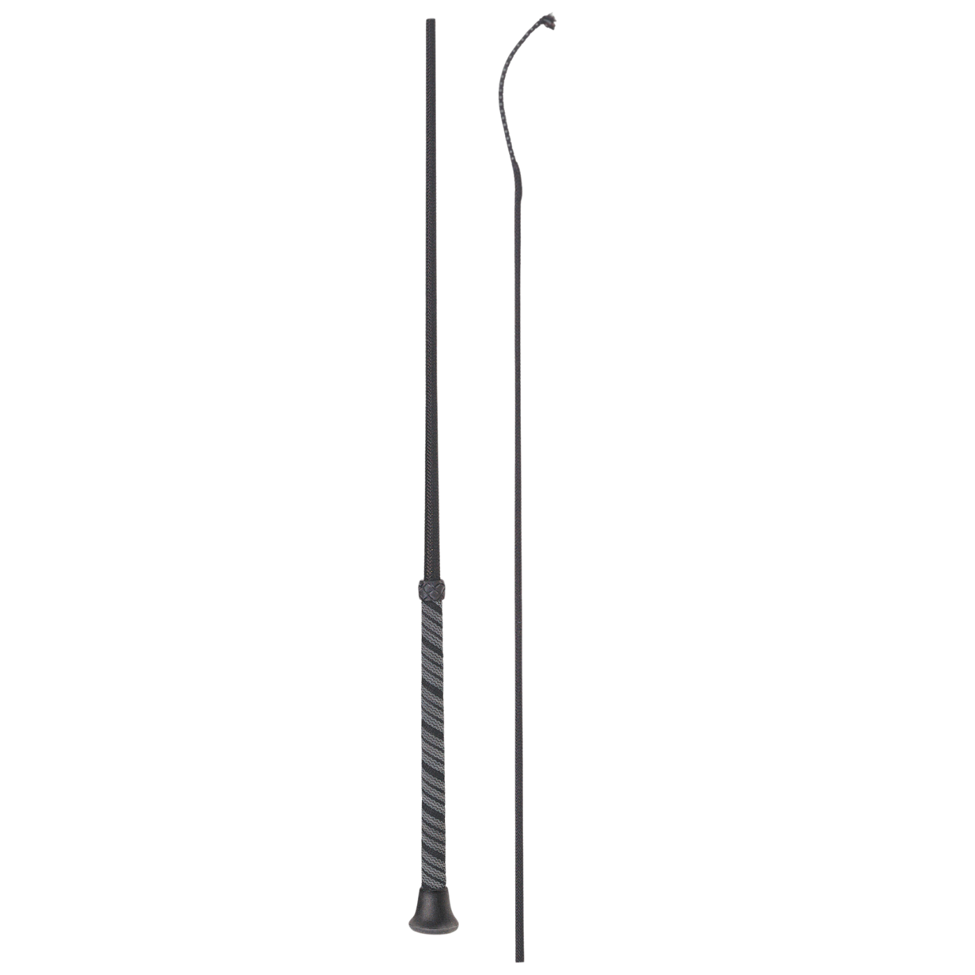 Fleck Dressage Whips - Woven Nylon Cover, Wrap Handle - Black - 110cm