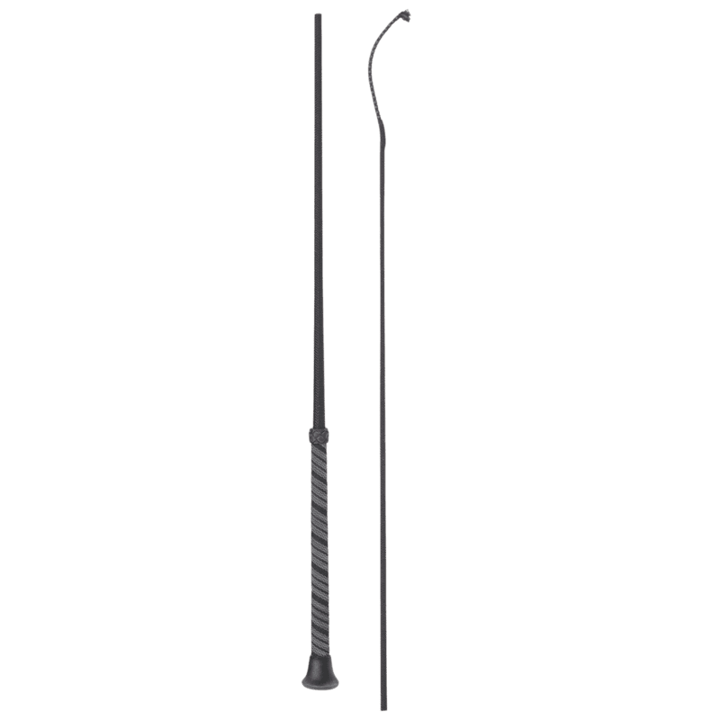 Fleck Dressage Whips - Woven Nylon Cover, Wrap Handle - Black - 110cm