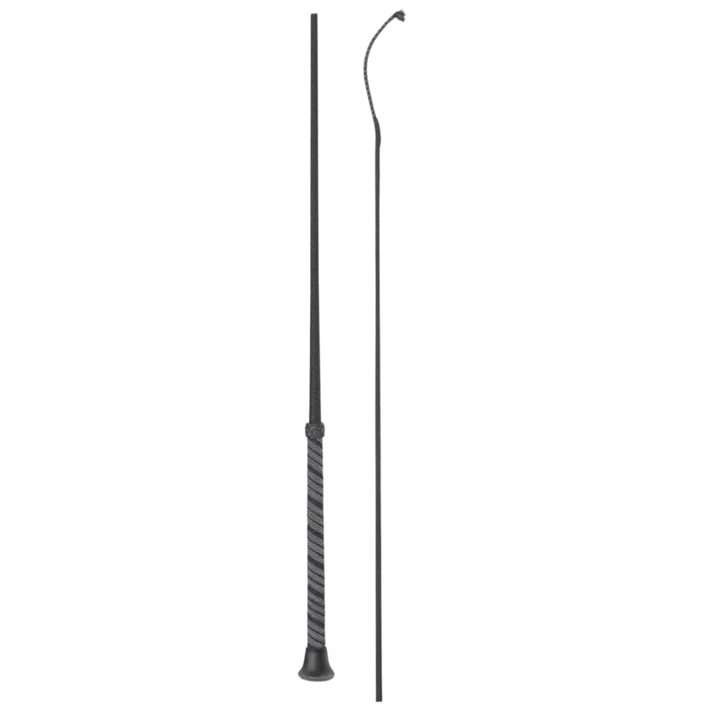 Fleck Dressage Whips - Woven Nylon Cover, Wrap Handle - Black - 110cm