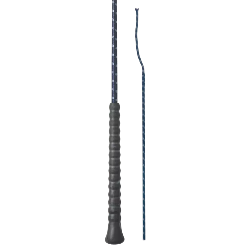Fleck Dressage Whips - Woven Nylon Cover, Rubber Handle - Black - 110cm