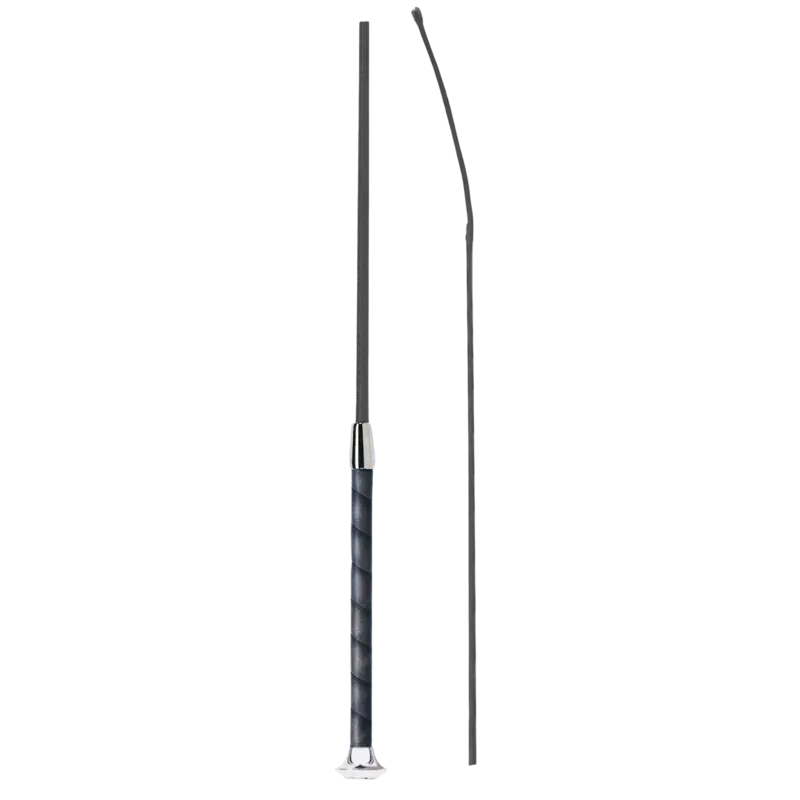 Fleck Dressage Whips - Woven Nylon Cover, Wrapped Grip - Black - 110cm