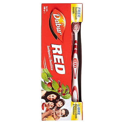 Dabur Red Toothpaste 200+ 100 g (With Free Toothbrush)