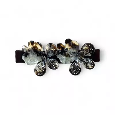 Elegant Dark Tortoiseshell Floral Hair Barrette Clip