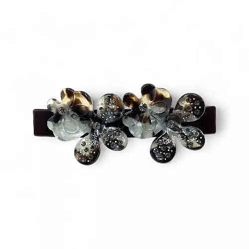 Elegant Dark Tortoiseshell Floral Hair Barrette Clip