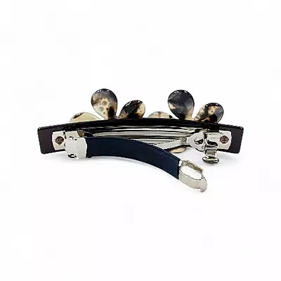 Elegant Dark Tortoiseshell Floral Hair Barrette Clip